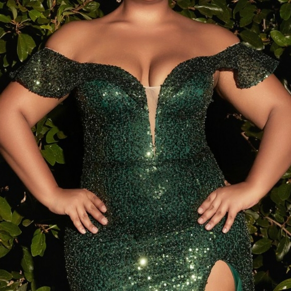 COPY - Black formal dress,red,royal,emerald,blush off the shoulder plus size dr… - Picture 3 of 10